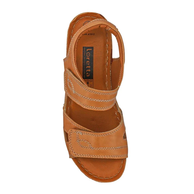 Leather Dual Touch-Fasten Sandals - HAK41012 / 327 452 - Camel