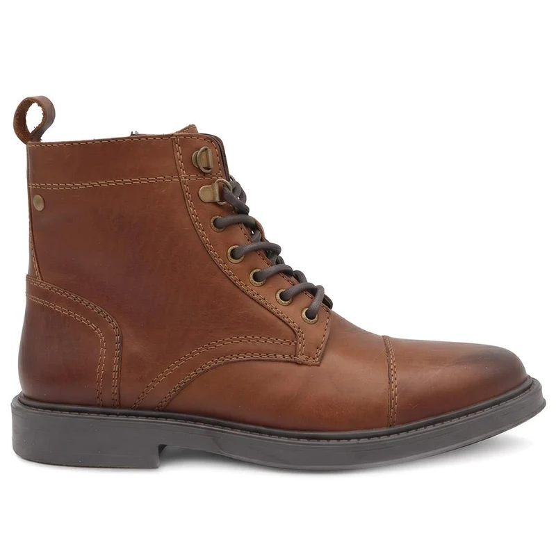 Leather Casual Lace Up Boots - JFOOT44019 / 330 430 - Cognac