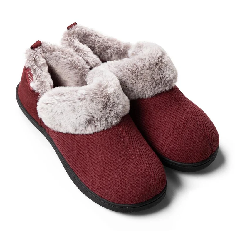 Padders Ladies Slippers 2E Side Stitched Washable - DORA - Dora / null - Bordeaux Combi