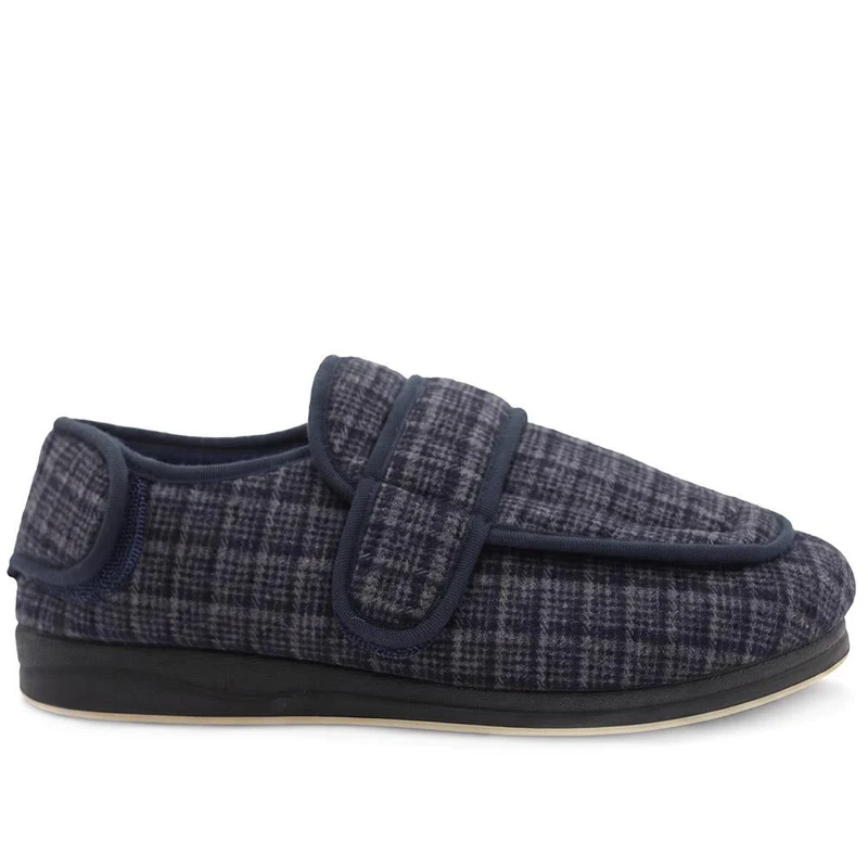 Wide Fit Dual Touch Fasten Slippers - QING40030 / 326 483 - Navy