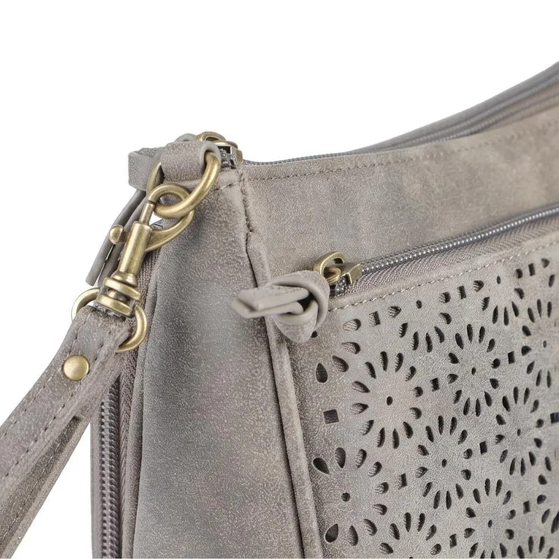 Daily Crossbody Bag With Laser Cut Detailing - JEWN44001 / 330 171 - Chocolate