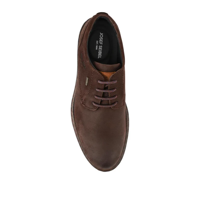 Wide-Fit Water-Resistant Leather Shoes - JOSEF41510 / 327 050 - Dark Brown