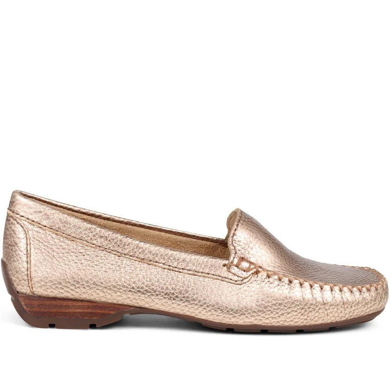 Casual Leather Moccasins - VAN37517 / 323 823 - Gold