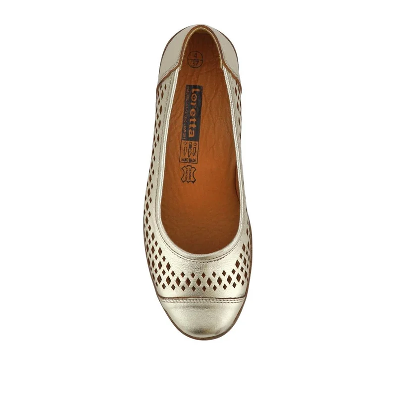 Breathable Leather Pumps - HAK41011 / 327 465 - Gold