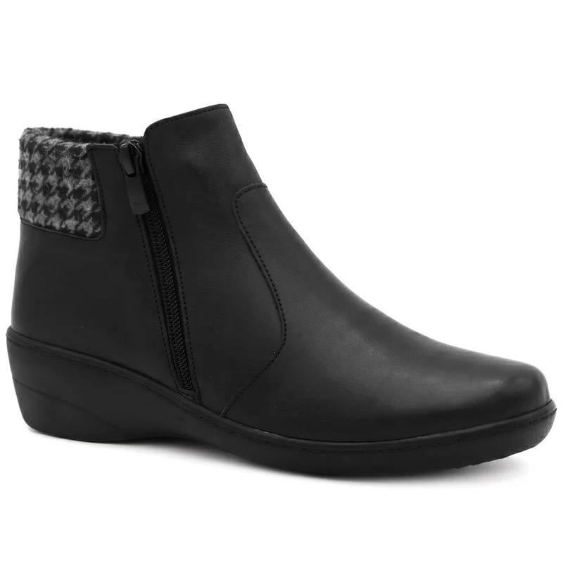 Smart Leather Ankle Boots W/ Soft Knitted Cuff - LUCK44008 / 330 194