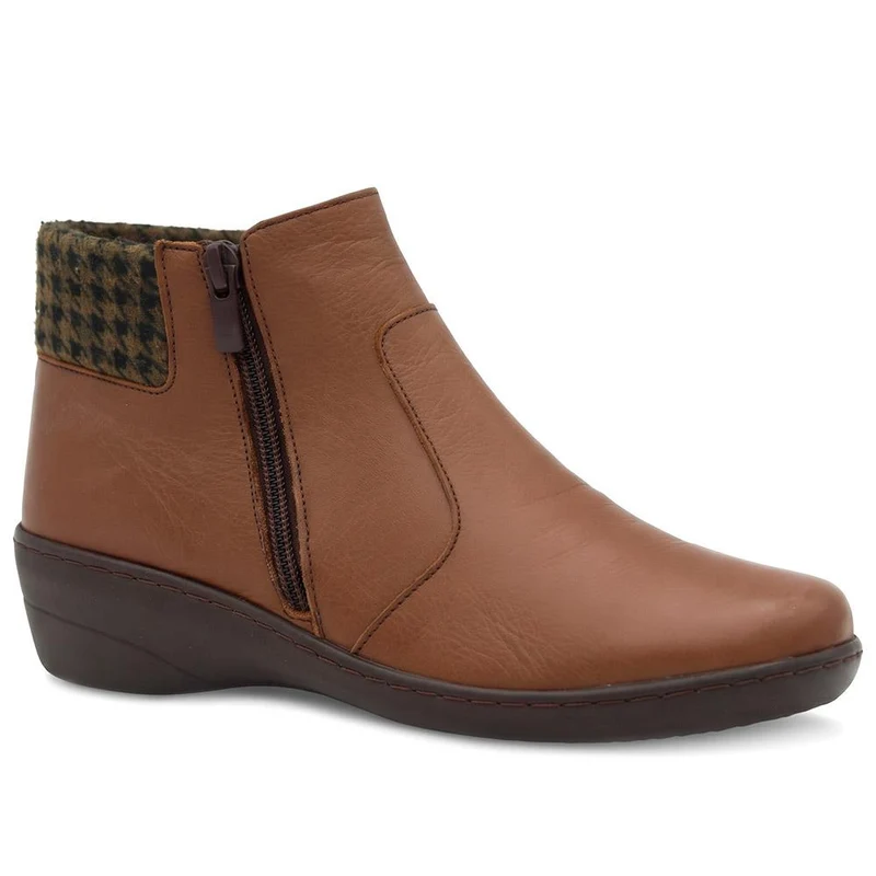 Smart Leather Ankle Boots W/ Soft Knitted Cuff - LUCK44008 / 330 194