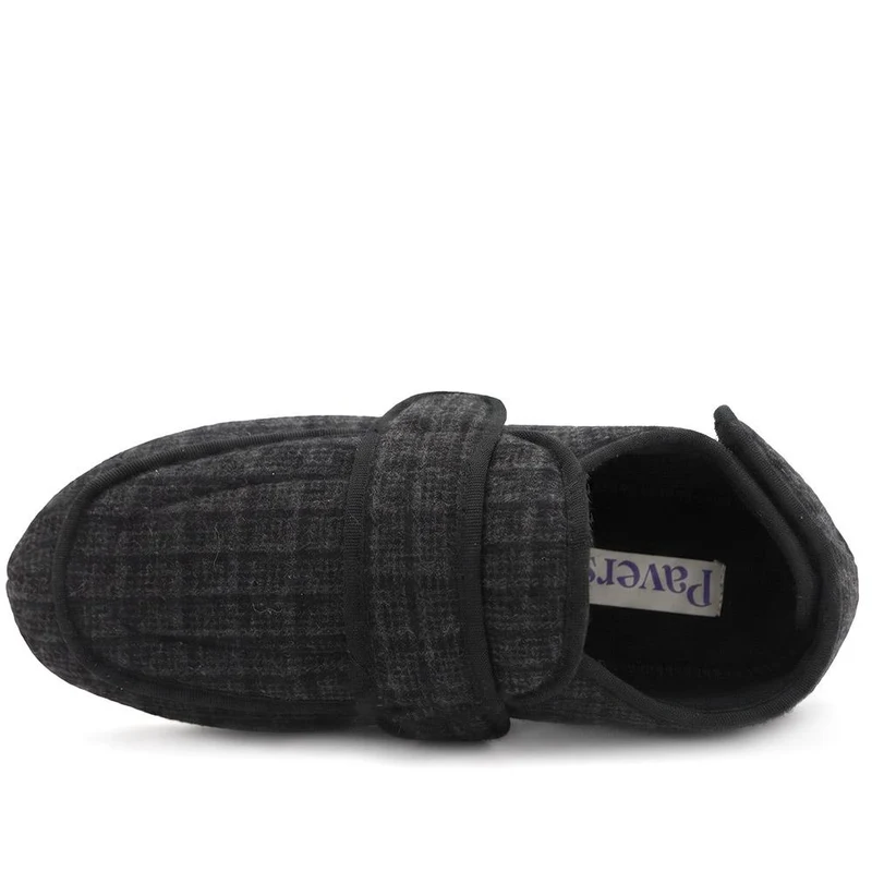 Wide Fit Dual Touch Fasten Slippers - QING40030 / 326 483 - Black