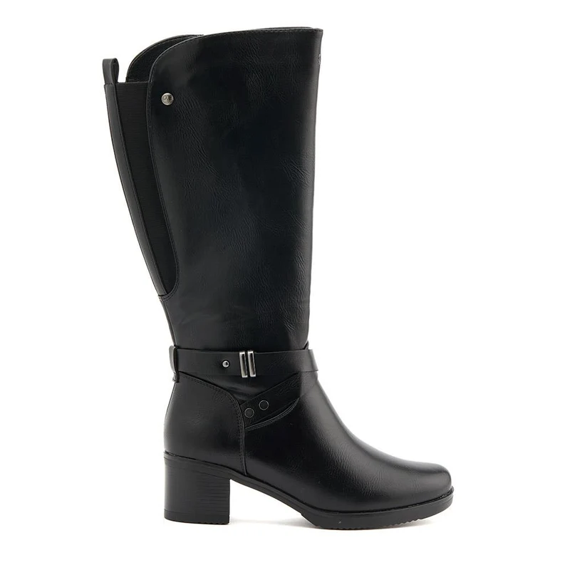 Block-Heeled Long Boots - WK40013 / 326 375 - Black