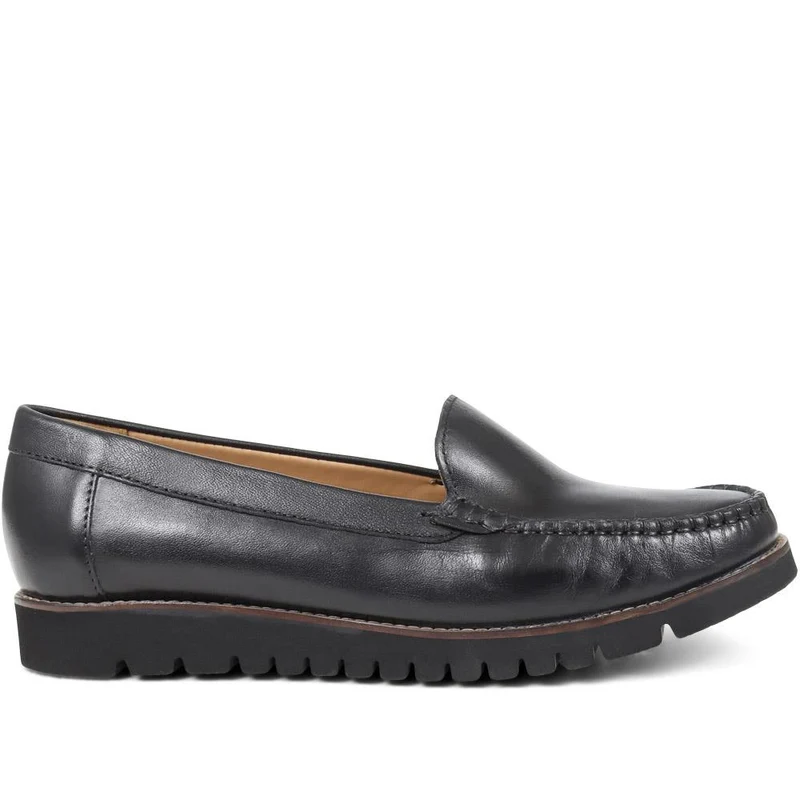 Casual Leather Loafers - NAP38009 / 324 409 - Black