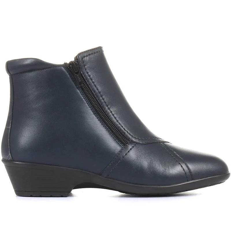 Leather Ladies Ankle Boots - HSKEMP1811 / 146 311 - Navy