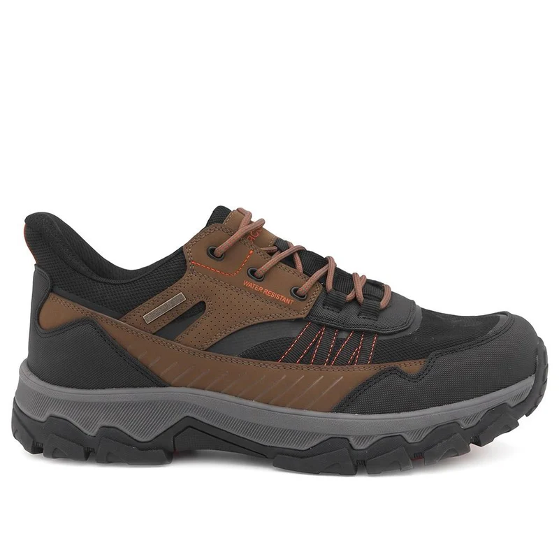 Rugged Slip On Bungee Lace Walking Trainers - FOCUS44000 / 330 473 - Brown-Black