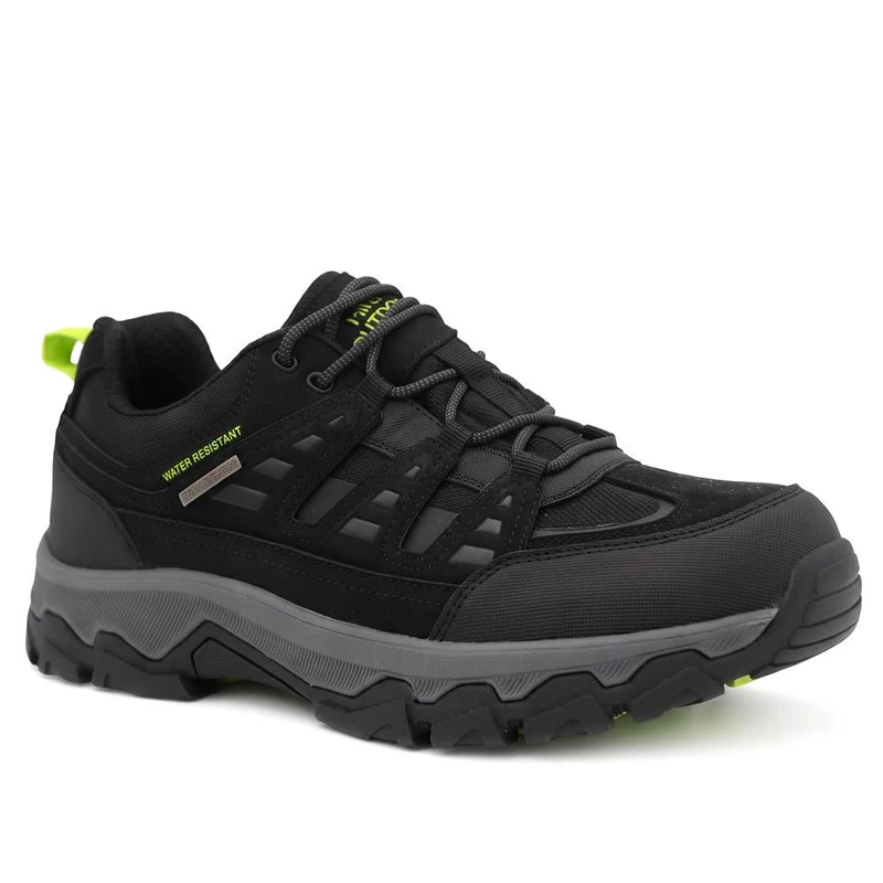 Extra Wide Leather Walking Trainers - FOCUS44001 / 330 474 - Black