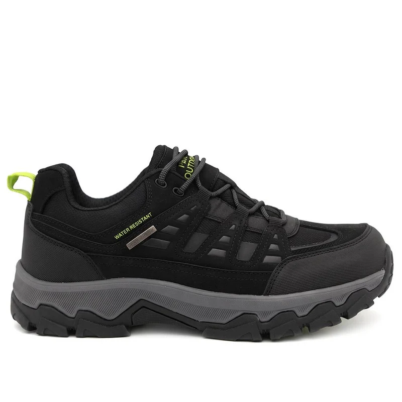 Extra Wide Leather Walking Trainers - FOCUS44001 / 330 474 - Black