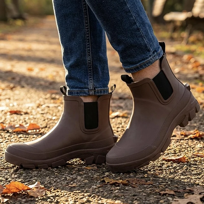 Wide Fit Rubber Ankle Boots - RAI42002 / 328 518 - Dark Brown