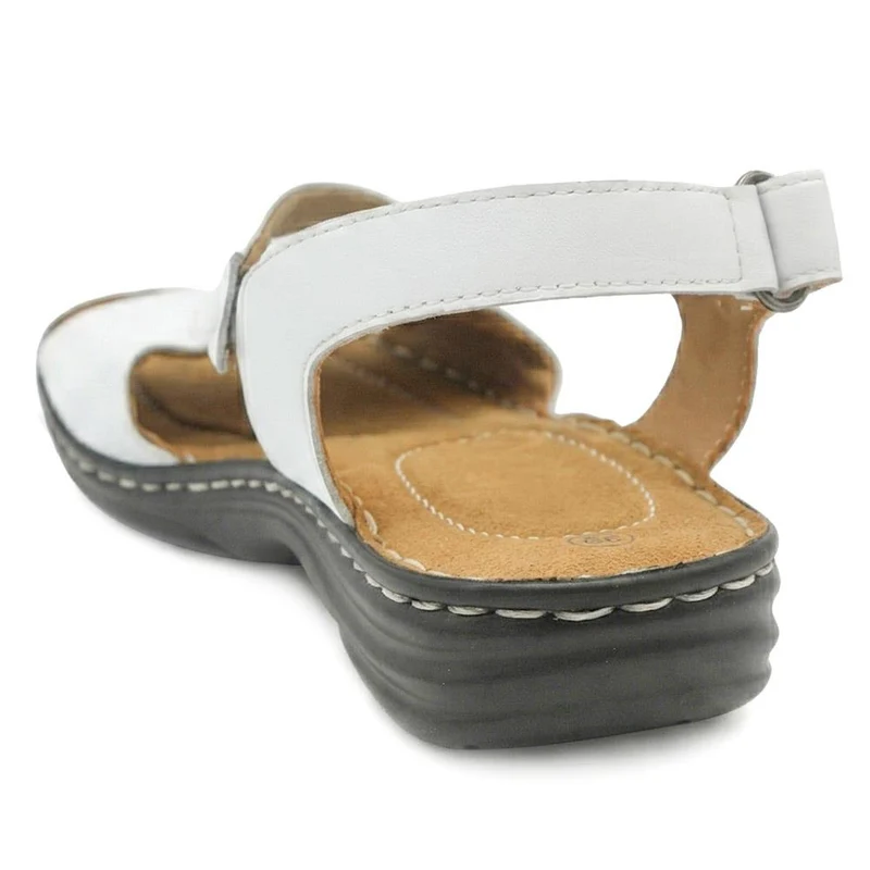Casual Leather Touch-Fasten Sandals - KF41006 / 327 491 - White