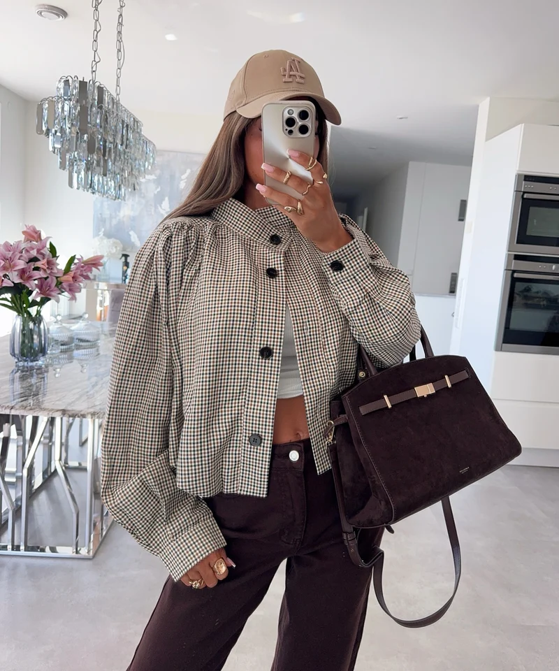 Karierte Blouson Jacke Aava