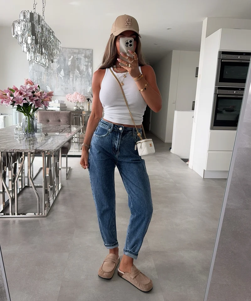 Stretch Mom Jeans Rumi Dunkelblau