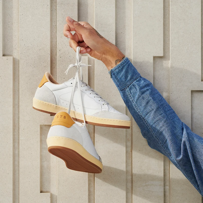 Babtiste sneaker leather - WHITE / ORANGE
