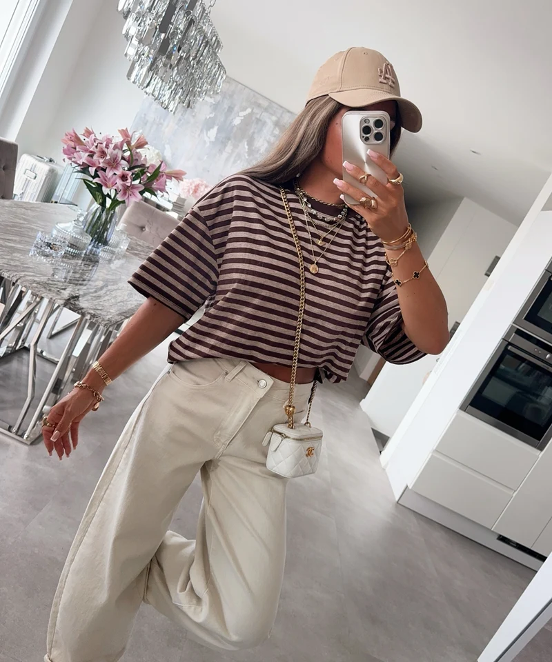 Streifen Shirt Tailou Braun