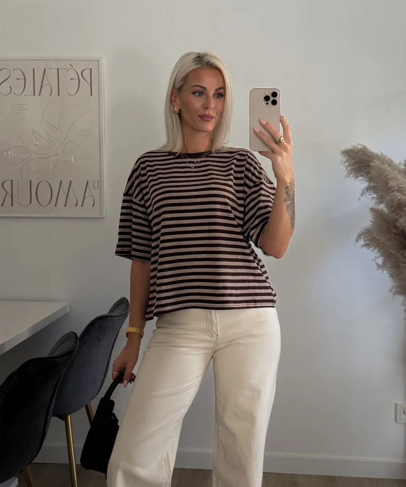 Streifen Shirt Tailou Braun