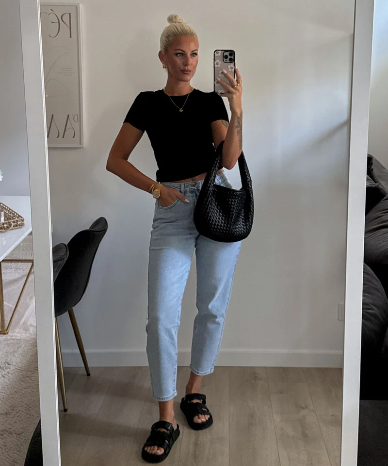 Stretch Mom Jeans Franka Hellblau