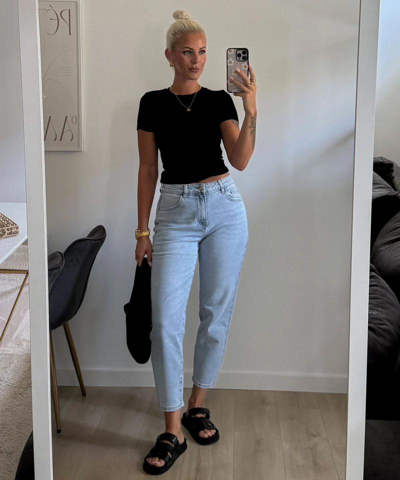 Stretch Mom Jeans Franka Hellblau