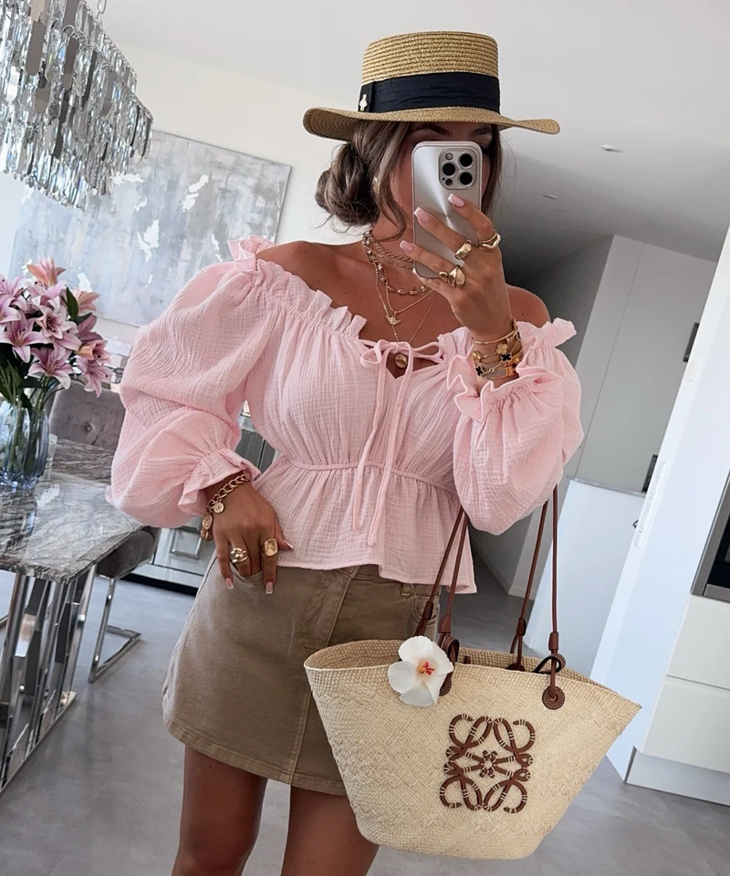 Musselin Bluse Evanthe Rosa