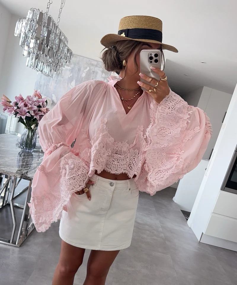 Baumwoll Bluse Cleonora Rosa