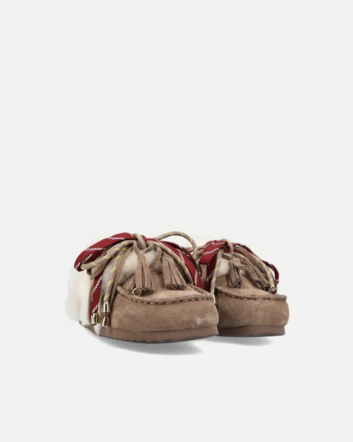 LACED UP SABOT SHEEPSKIN | Taupe