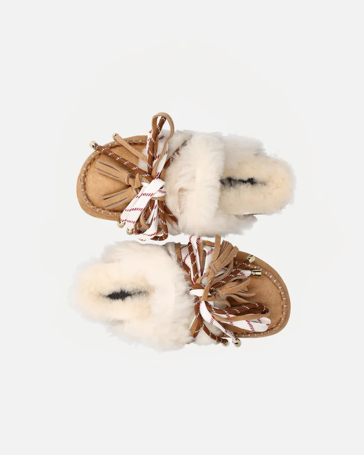 LACED UP SABOT SHEEPSKIN | Tan