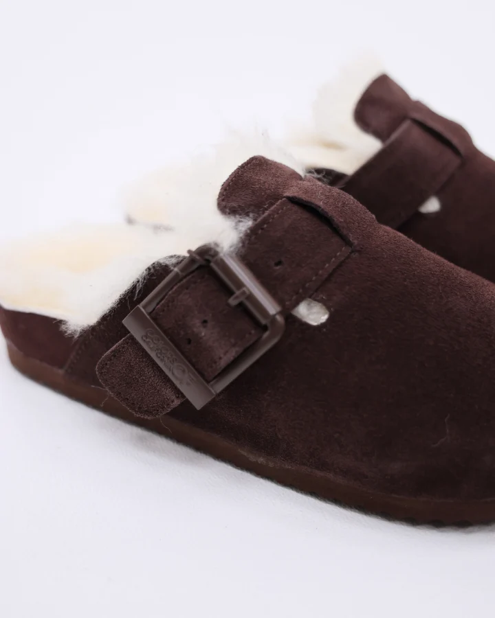 FURRY SABOT REAL SHEEPSKIN | Chocolate