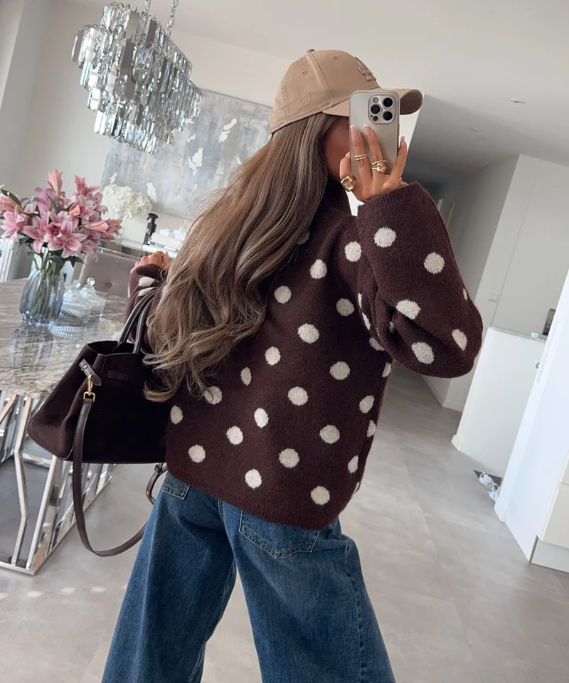 Polka Dot Zip Jacke Rika Braun