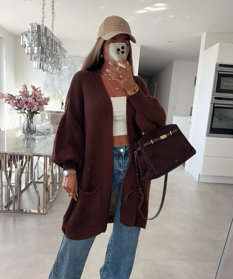 Cardigan Leilani Kurz Dunkelbraun