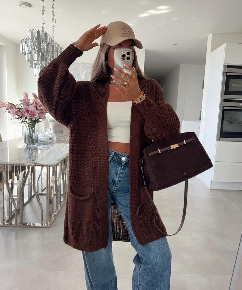 Cardigan Leilani Kurz Dunkelbraun