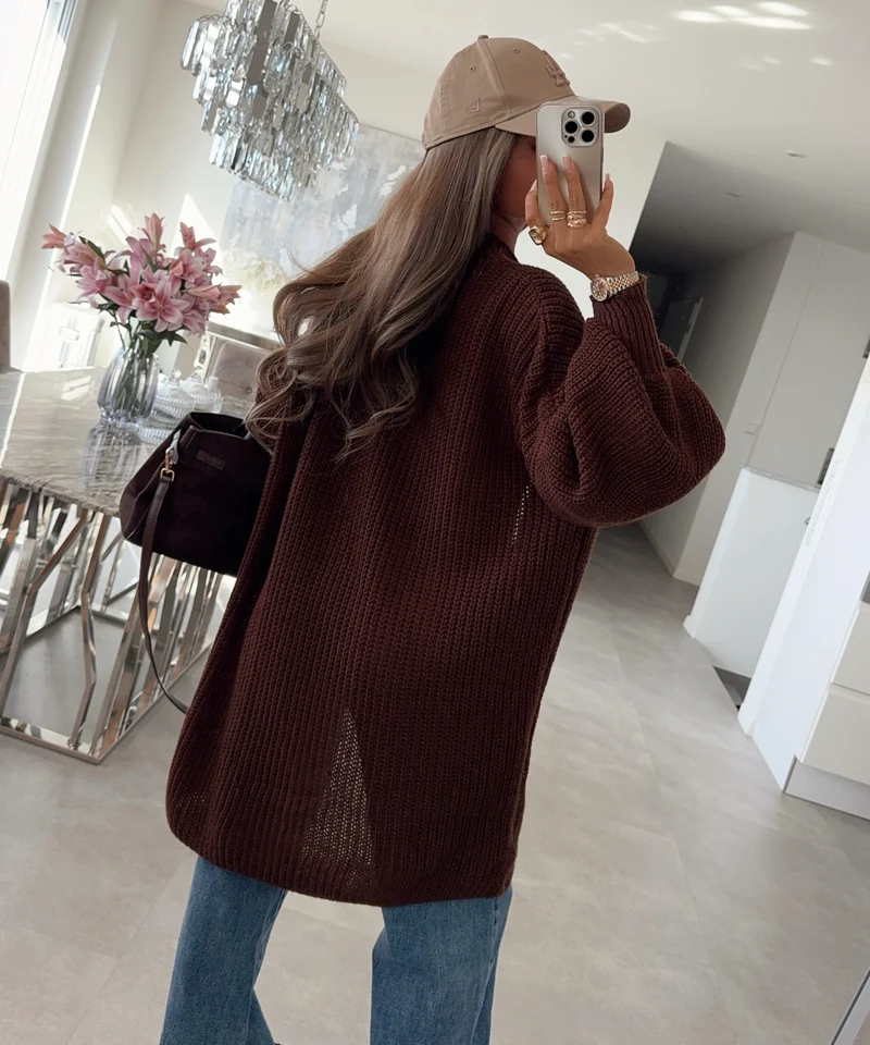 Cardigan Leilani Kurz Dunkelbraun