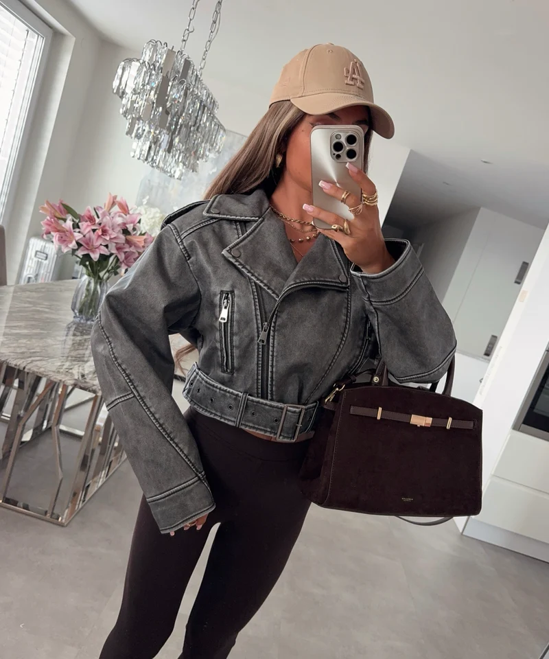Lederjacke Svea Vintage Schwarz