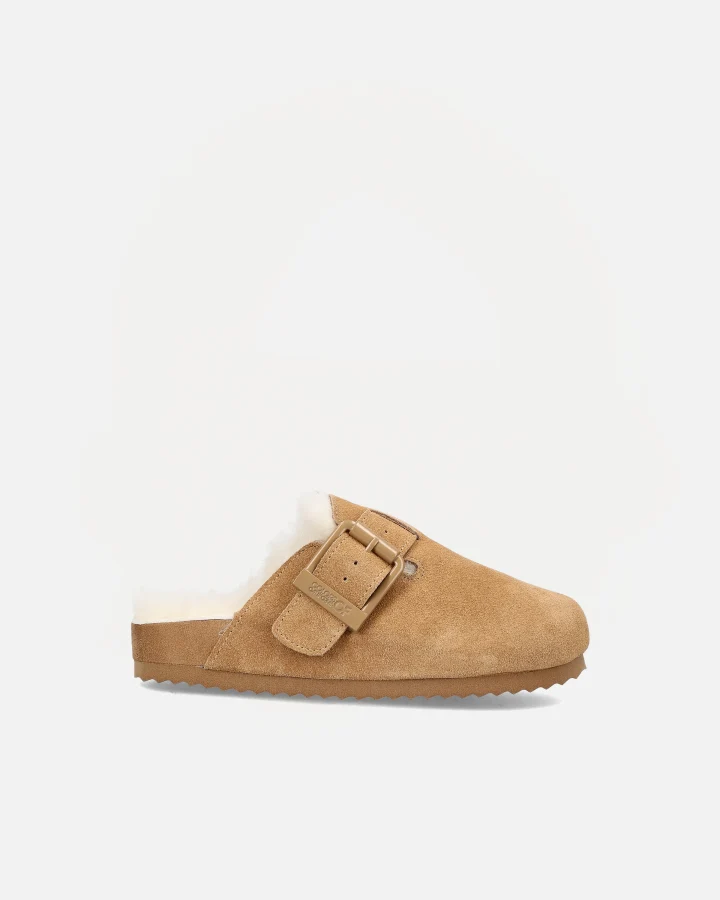 FURRY SABOT REAL SHEEPSKIN | Tan