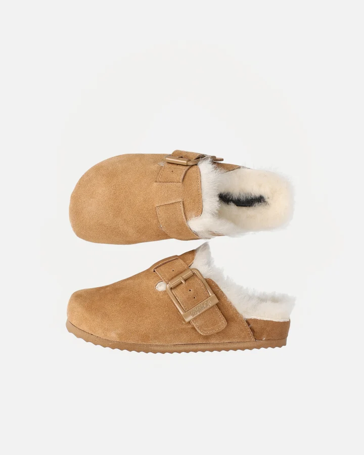 FURRY SABOT REAL SHEEPSKIN | Tan