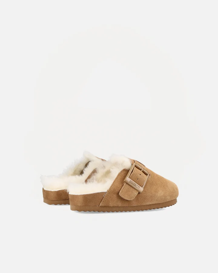 FURRY SABOT REAL SHEEPSKIN | Tan