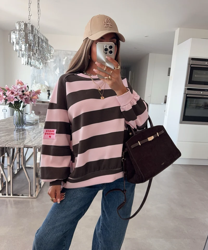 Streifen Pullover Fiora Braun Rosa