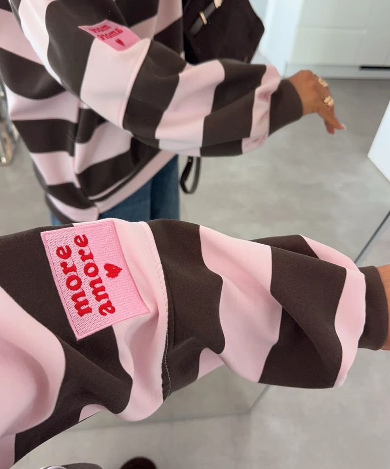 Streifen Pullover Fiora Braun Rosa