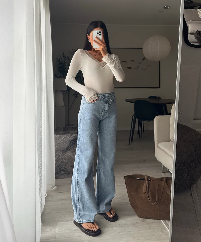Stretch Straight Leg Jeans Galia Hellblau