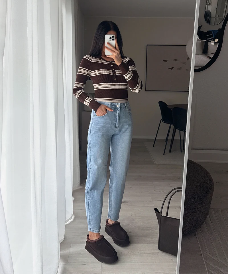 Stretch Mom Jeans Franka Hellblau