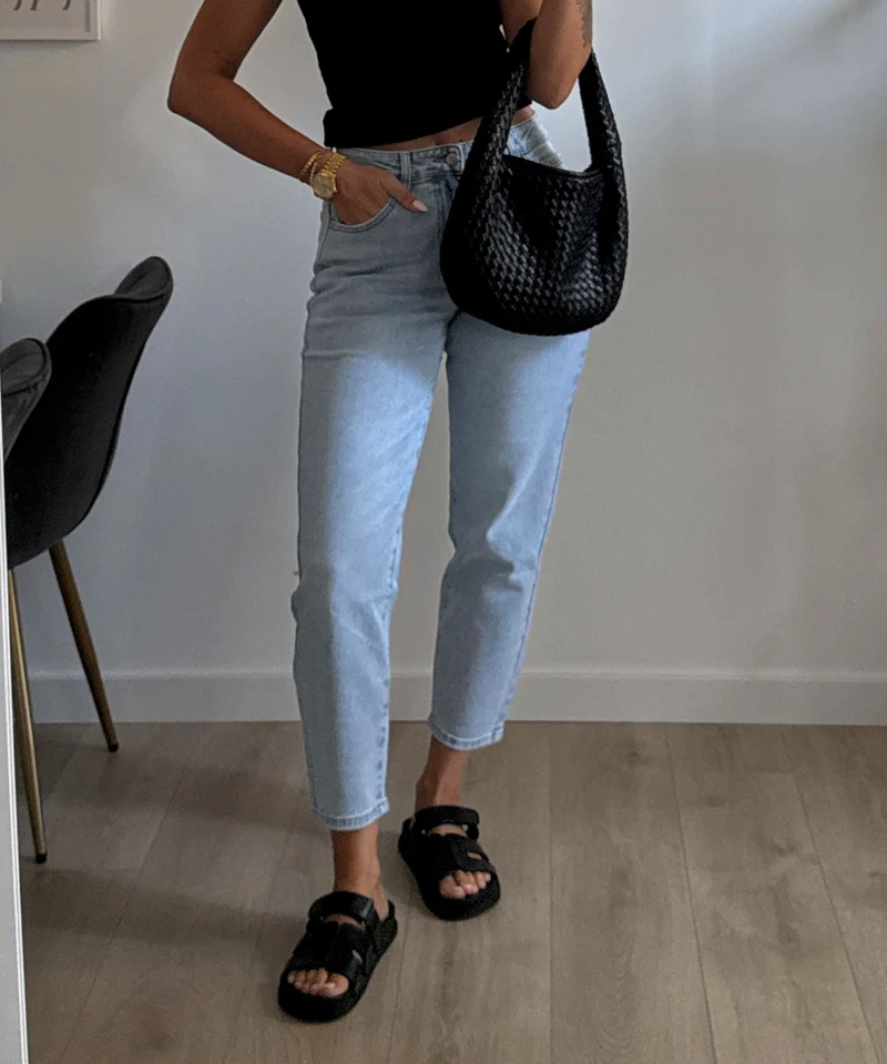Stretch Mom Jeans Franka Hellblau