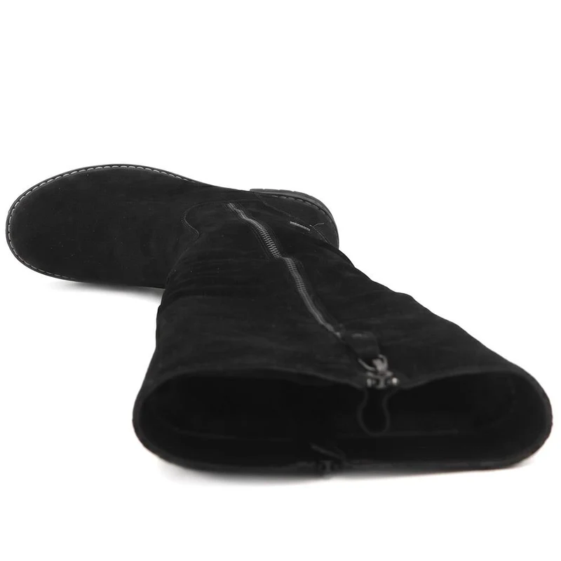 Suede Leather Wide Calf Fit Boots - SHINN44000 / 329 799 - Black