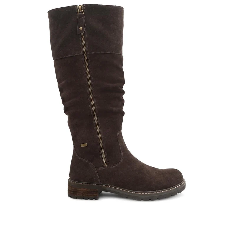 Suede Leather Wide Calf Fit Boots - SHINN44000 / 329 799 - Dark Brown