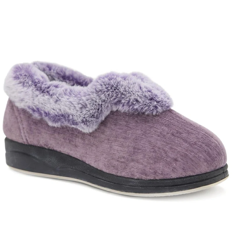 Wide Fit Faux Fur Memory Foam Slippers - QING44002 / 329 840