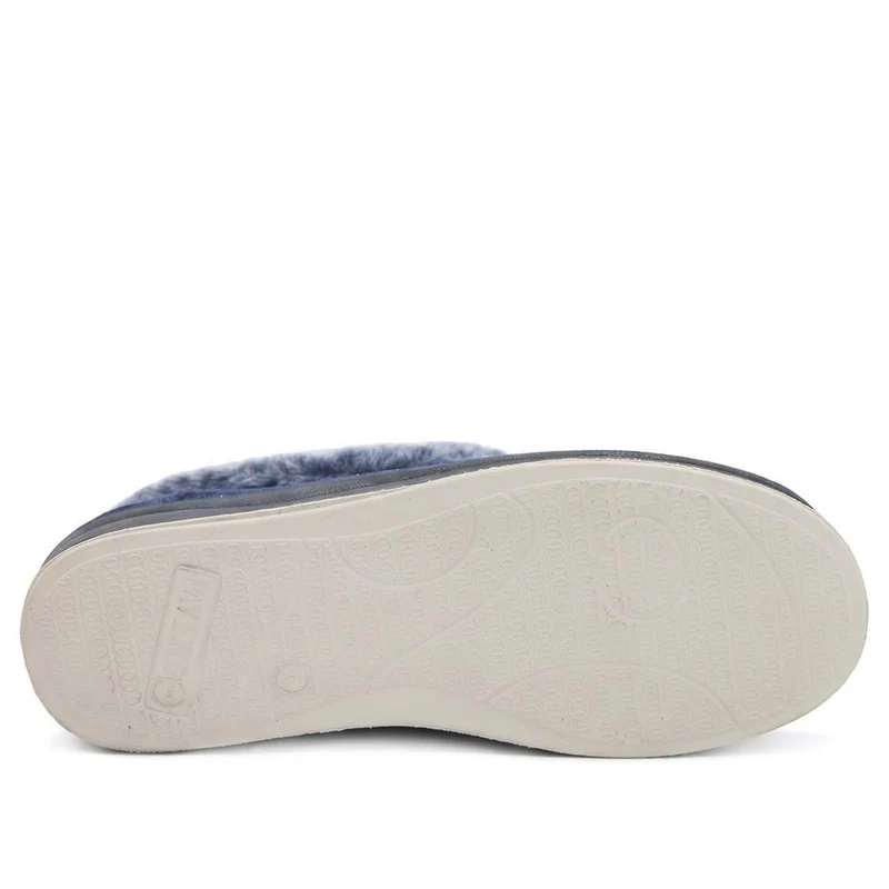 Wide Fit Faux Fur Memory Foam Slippers - QING44002 / 329 840 - Navy