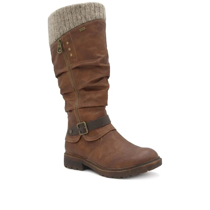 Wide Fit Wide Calf Knitted Cuff Boots - SHINN44003 / 330 073