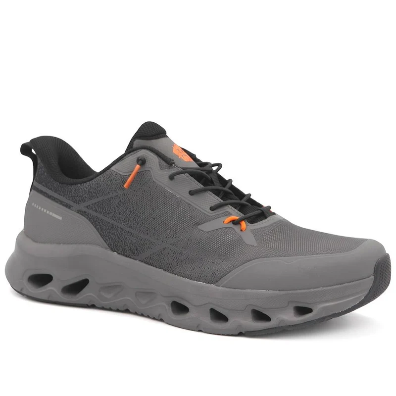 Wide Fit Memory Foam Sporty Trainers - BOJIE44003 / 330 185 - Dark Grey